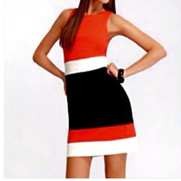 VINCE CAMUTO Color Block Stretch Knit Sleeveless Lined Dress Sz 4 - Picture 1 of 14